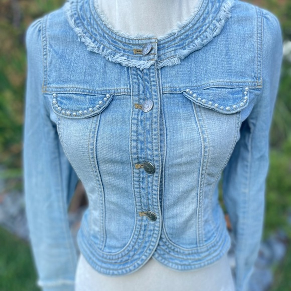 Etam Weekend cropped pear beaded denim jacket 36 - Picture 3 of 15